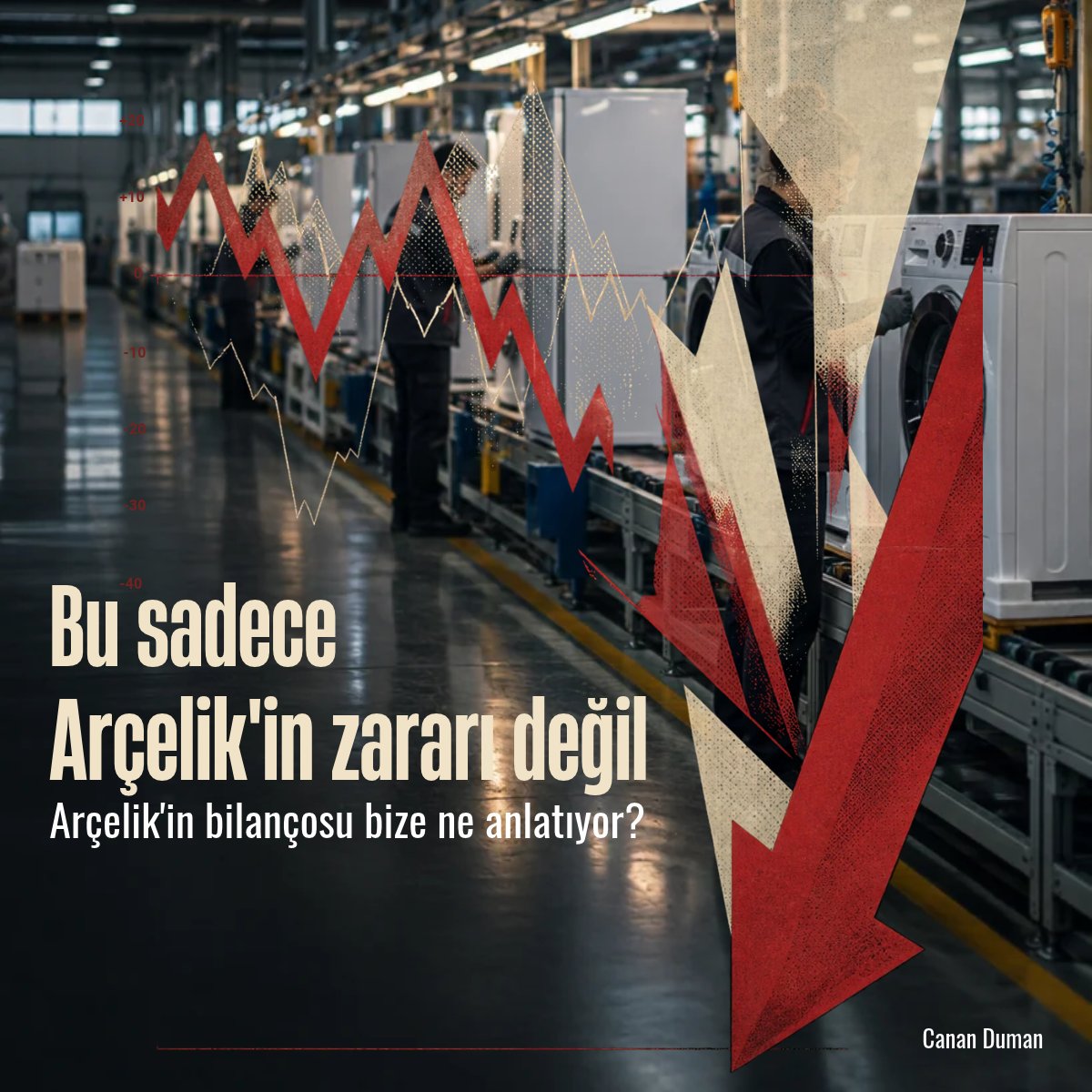 canan_duman1's tweet photo. Şöyle bir etrafınıza bakın. Mutfakta, çamaşır odasında ya da evlilik hazırlığı yapan bir yakınınızın çeyiz listesinde... Türkiye’de her üç evden ikisinin kapısından içeri girmiş, sanayimizin bayrak taşıyıcılarından kabul ettiğimiz bir dev var: Arçelik.

Geçenlerde şirket son bilançosunu açıkladı: Tam 6,2 milyar TL net zarar!

Manşeti okuyan çoğu kişi "Kriz var, millet ürün almıyor, satışlar çöktü" ezberini tekrarlayıp geçiyor. Oysa bilançonun detaylarına indiğimizde karşımıza bambaşka bir gerçek çıkıyor:

Arçelik satamıyor değil; sattığını finanse edemiyor
Arçelik’in bilançosunda 6,2 milyar lira zararı gören çoğu kişi, fabrikaların durduğunu veya hiç mal satılamadığını sandı. Oysa işin aslı tam tersi.

Bu durumu dev bir mahalle mağazası gibi düşünün:Mağazanın kapısı vızır vızır işliyor, kasaya sadece 3 ayda 139 milyar lira para giriyor. Yani satış tarafında devasa bir hacim var. Ancak sorun şu ki; o devasa satıştan çalışanların maaşı, hammadde ve fabrika giderleri çıktıktan sonra dükkanın ana işinden elinde kalan kar, geçen yıla göre yarı yarıya erimiş durumda.
Dükkanın kendi karı zaten erirken, arkada bekleyen çok daha büyük bir dert var: Bankalardan alınan devasa borçların faizi.

Nitekim şirketin resmi bilançosu da bunu doğruluyor: Arçelik, ürettiği malın satışından 5,8 milyar lira operasyonel kar elde etmesine rağmen; tek bir çeyrekte tam 9,5 milyar lira net finansman gideri (faiz ve kur yükü) ödemek zorunda kaldı. Yani dükkanın tezgahı çalışıyor, kasaya para giriyor; ancak kazandığı karı, banka faizleri saniyeler içinde yutuyor.

Şu an şirketin toplam net borcu 218 milyar lirayı aşmış durumda. Bu da demektir ki; ortada çalışmayan bir fabrika yok, kazandığı kardan çok daha fazlasını borç faizine yediren devasa bir çark var.

Karsız büyümek: Tüketici alıyor ama üreticiye neden kar kalmıyor?
İşin en ilginç tarafı ise Türkiye'deki tüketici davranışı.
Şirket verilerine göre Arçelik’in Türkiye’deki beyaz eşya satış adetleri %16 büyüdü.
Peki, satılan ürün adedi %16 artarken şirketin kasasına giren para ne olmuş? %4,5 azalmış!
Tüketici beyaz eşyadan vazgeçmedi. Sadece bir alt rafa indi.
Dün üst segment makine alan müşteri bugün en ucuz modele yöneliyor. Çamaşır makinesi bozulan adam alımı erteleyemiyor ama şirkete kar bırakmayan en temel ürünü seçiyor.
Sonuç mu? Fabrikadan çıkan ürün sayısı artıyor ama şirketin cebine kalan kar küçülüyor. Tüketici tüketmeye devam ediyor; ancak mevcut şartlar altında bu tüketim üreticiye kar bırakmıyor.

Borçla alınan Avrupa ve Çin fırtınası
Arçelik, Whirlpool’un Avrupa operasyonlarını devralıp Beko Europe’u kurarken amacı şuydu: "Ölçek büyütelim, küresel devlerle yarışalım."
Stratejik açıdan anlamlı görünen bu hamlenin zamanlaması, küresel faizlerin zirve yaptığı döneme denk geldi. Böylece 218 milyar TL'yi aşan borç yükü, paranın en pahalı olduğu dönemde bilançoya taşınmış oldu.

Üstelik Arçelik'in karşısındaki rakip artık yerel üreticiler değil. Ölçek, maliyet ve fiyat avantajıyla Avrupa pazarını zorlayan Çinli üreticiler. Haier, Midea, Hisense gibi devler ucuz fiyat politikasıyla Avrupa pazarını silip süpürüyor. Batılı devler bile Asya maliyetleri karşısında zorlanıyor. Nitekim İsveçli dev Electrolux bile Avrupa’daki bu fırtınaya dayanamayıp İtalya’da işçi çıkarmaya başladı, bazı hatlarını Çinli üreticilere devretti. Dolayısıyla ortaya çıkan tabloyu yalnızca Arçelik'e özgü bir sorun olarak okumak eksik kalır. Benzer baskılar Electrolux gibi Avrupalı üreticilere kadar dayanıklı tüketim sektörünün önemli oyuncularında da hissediliyor.

Peki bundan sonra ne belirleyici olacak?
Arçelik açısından asıl belirleyici olacak konu satış hacmi değil.
Arçelik'in bugün yaşadığı sıkışıklık aslında modern bilançoların en temel gerçeğini hatırlatıyor: Şirketler yalnızca ürünleriyle değil, bilançolarıyla da rekabet ediyor. Güçlü satış rakamları, yüksek finansman maliyetleri altında tek başına yeterli olmayabiliyor.
Borç yükünün hangi hızla azaltılacağı, Avrupa operasyonlarının ne kadar hızlı entegre edileceği ve finansman maliyetlerinin ne ölçüde gerileyeceği olacak.
Şirketin önündeki en büyük sınav ise 218 milyar TL'yi aşan borç yükünü, yüksek faiz ortamında yönetebilmek.
Çünkü mevcut tabloda temel sorun yalnızca talep eksikliği değil, bilançonun taşıdığı yük.
Önümüzdeki dönemde belirleyici olacak unsur kaç adet buzdolabı satıldığı değil, yaratılan nakdin ne kadarının borç yükünü hafifletmeye ayrılabildiği olacak.

Bu sadece Arçelik'in hikayesi değil
Arçelik’in bilançosunda görülen 6,2 milyar liralık zarar, tek başına iç pazardaki talep dinamikleriyle ya da sadece "kötü yönetim" söylemiyle açıklanamaz.
Bu zarar; yüksek faizle, yüksek borçla çarklarını döndürmeye çalışan tüm Türk sanayisinin özetidir.
Fabrikalar çalışıyor. Üretim ve satış devam ediyor. Ama üretilen karın neredeyse tamamı üreticiye değil, finansman maliyetlerine ve banka faizlerine gidiyor.
Şirket hem ana işindeki karlılığın erimesiyle yüzleşiyor hem de devasa borç yükünün altında eziliyor.

Sorun, borcun ve paranın maliyeti.

Arçelik'in bilançosu tek bir şirketin karnesi değil. Türkiye sanayisinin MR görüntüsü.

Ve o görüntü bize üretim sorununu göstermiyor.
Finansman sorununu gösteriyor.

#Arçelik #ARCLK