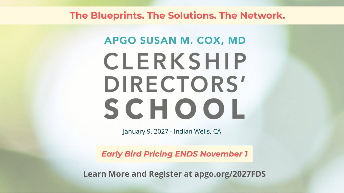 apgonews's tweet photo. ๐จ LAST CHANCE FOR EARLY BIRD RATES! ๐จ
Pricing for the 2027 APGO FDS & CDS increases after November 1!
Don't wait! Secure the lowest rate to join us in Indian Wells, CA.
โฐ Deadline: Nov 1
๐ https://t.co/I8CyWVjDAD
#MedEd #ObGyn #APGOFDS2027 #FacultyDevelopment https://t.co/Ogr081CKUx