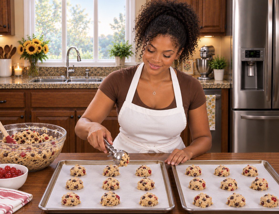 Vikkisellssocks's tweet photo. @EastEndJoe okay by request, here are my cherry garcia cookies. They have maraschino cherries rather than bing cherries 🍒 Very easy to make if you want the recipe. You know i bake for a restaurant, right? I get up early most mornings to do a little baking before I start work. https://t.co/cyQ32S2Xpo