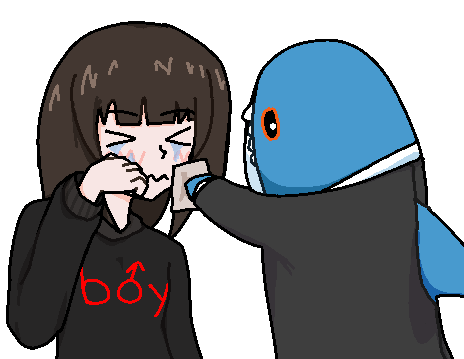 P0lyblank's tweet photo. everytime blahaj gets associated with femb🤮ys instead of trans people i shed a tear https://t.co/EvywfqSAja
