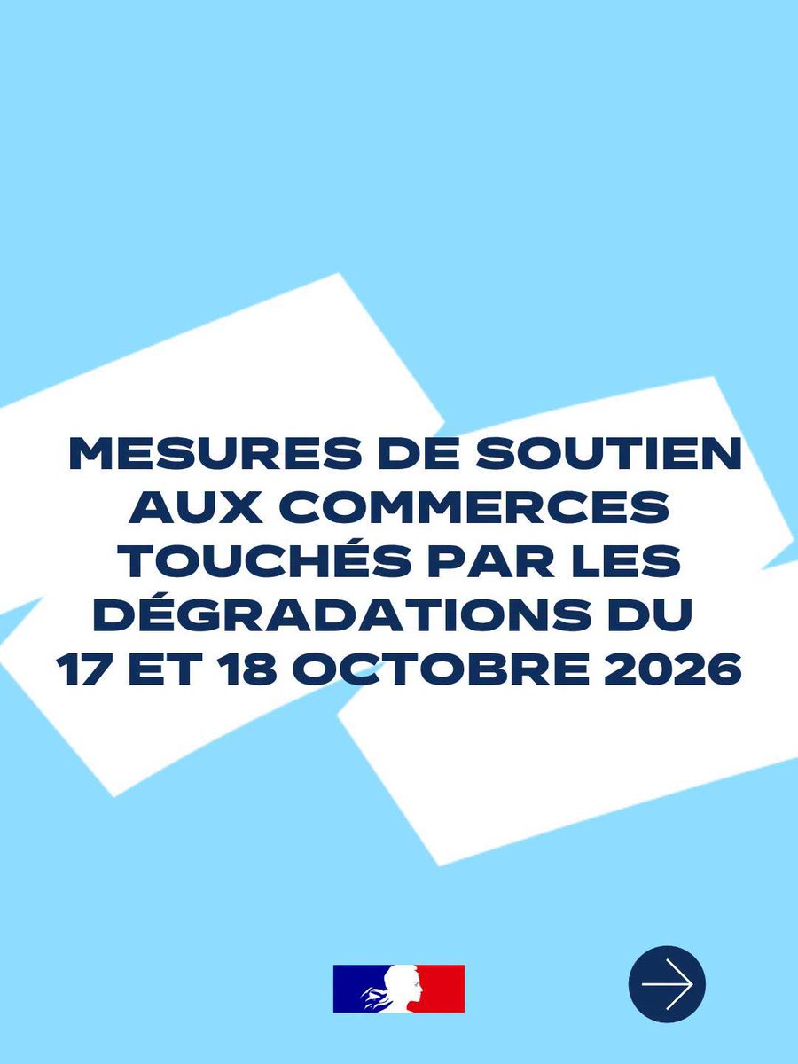 Prefet14's tweet photo. #Commerce | Des mesures de soutien pour les commerces victimes des dégradations

À la suite des violences urbaines qui ont fortement impacté les commerçants et occasionné d’importantes dégradations, le Gouvernement déploie un ensemble de mesures exceptionnelles pour soutenir les commerçants, artisans et entreprises sinistrés, préserver l’emploi et faciliter la reprise de leur activité.

📌 Quelles sont les mesures de soutien prévues ?
🔹 Préserver l’emploi : prise en charge à 100 % par l’État du dispositif exceptionnel d’activité partielle, sans reste à charge pour les employeurs.
🔹 Soutenir la trésorerie et la perte d'activité : facilités de paiement des cotisations sociales et des charges fiscales, accélération de certains remboursements fiscaux et mise en place d’une offre de prêt à taux zéro pouvant atteindre 50 000 € sur trois ans.
🔹 Accompagner les professionnels sinistrés : aides d’urgence pouvant atteindre 1 500 € pour les artisans éligibles, accompagnement renforcé par les assureurs et les réseaux consulaires, et mise en place d’un fonds de soutien spécifique pour certaines petites entreprises.    

📞 Besoin d’aide ou d’informations ?
0 806 807 807 : numéro national d’information pour les entreprises en difficulté.
3006 : numéro d’urgence des Chambres de métiers et de l’artisanat (CMA).

Retrouvez le détail des mesures et des contacts utiles dans le #Calvados ici :
https://t.co/uxsRwabTg3