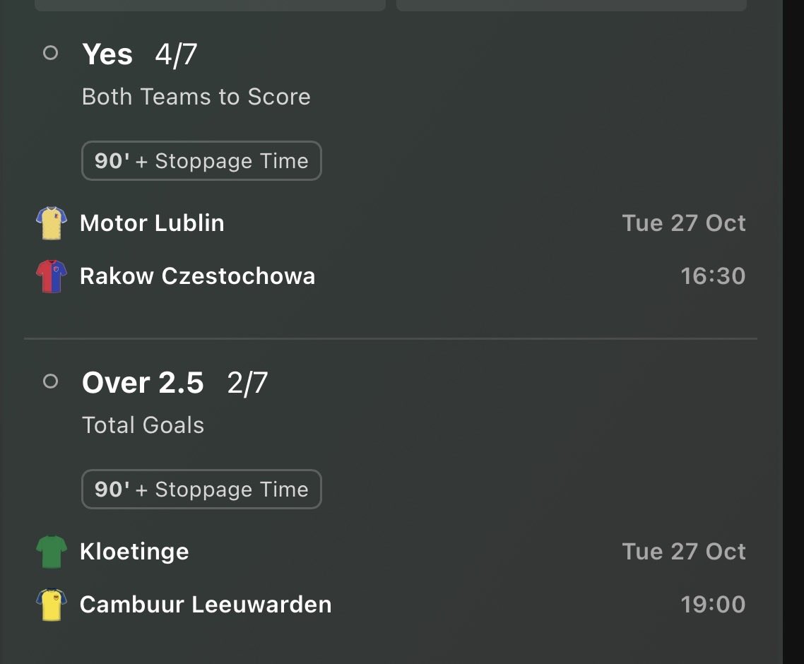 FozzyTips's tweet photo. 1/1 - Tuesday double 
1U

Stats 🔬 

Game 1
Home team - BTTS in 5/6
Away team - BTTS in 7/7
H2H - BTTS in 3/4

Game 2
Home team - O2.5 in 7/7
Away team - O2.5 in 8/10
No previous H2H

Add To Your Bet Slip - https://t.co/IkDekCsbwR https://t.co/UlmikVcOPg