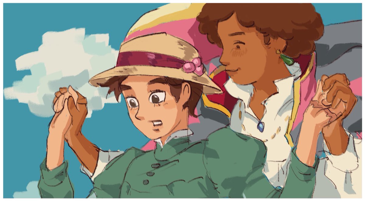 mangledscrimp's tweet photo. @AniQCoco1 Howls moving castle thingy my partner made that I still think is super awesome,, Dy au commission art from my partnuhhh,, OMG and pokemon au… sorry omfg I’m actually an au merchant this is all I fucking draw 😭😭😭 https://t.co/hRTF1Lh416