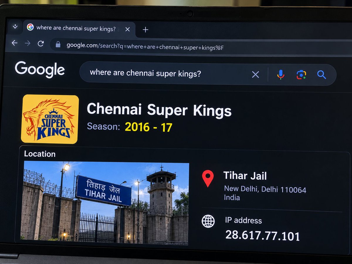Melbourne__82's tweet photo. CSK's IP address in 2016-17 😭 https://t.co/Ker6h8TF2m