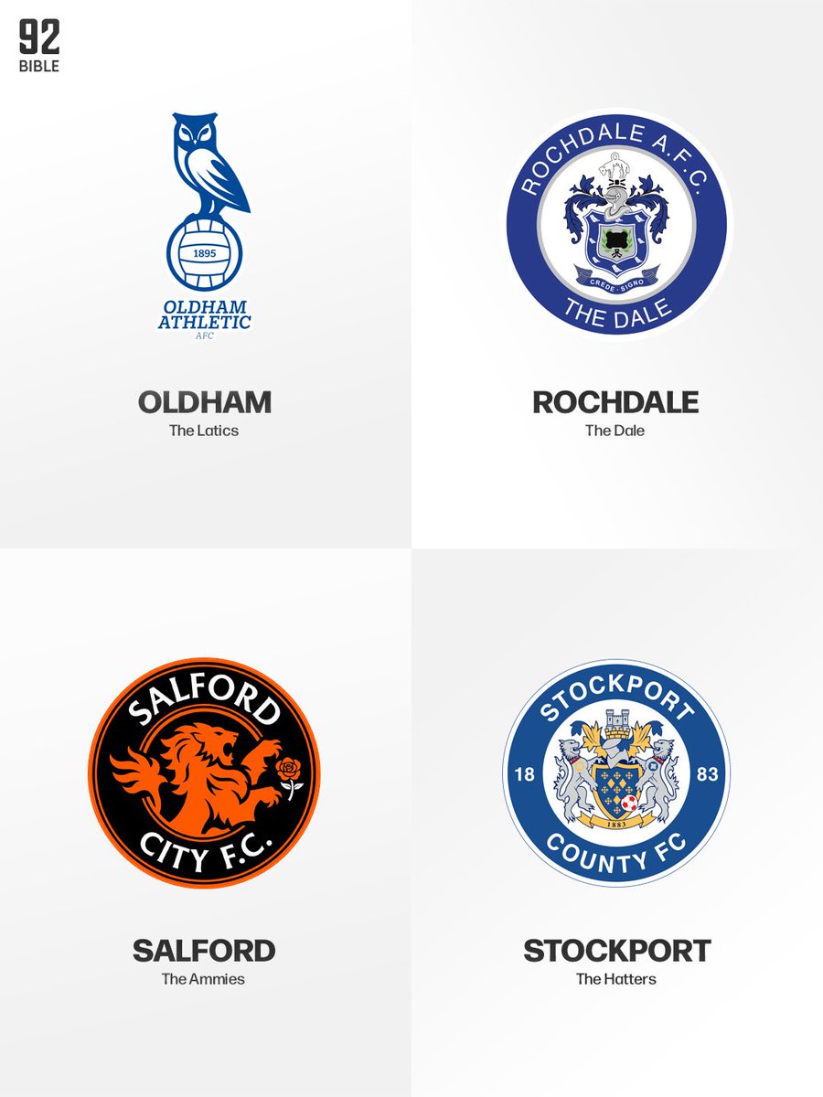 The92Bible's tweet photo. Which of these 4 Manchester EFL sides are the biggest 👀⁉️ https://t.co/fv2YsNUvzS