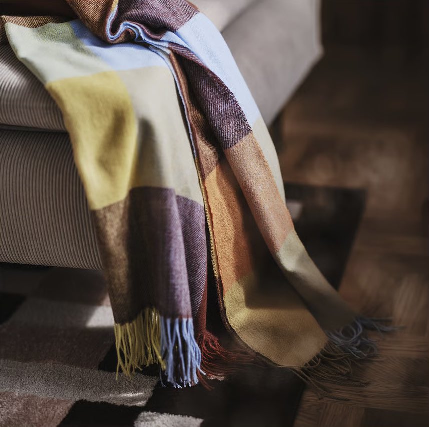 Yuiscoer's tweet photo. Found the blanket #MARTIN bought for #JAMES at IKEA! Too bad IKEA Taiwan didn’t include it in their post! 
• FLIKHAGTORN — Throw, Multicolour (120 × 160 cm)
Price: ₩19,900 (IKEA Korea) https://t.co/5wKSAo3uPZ