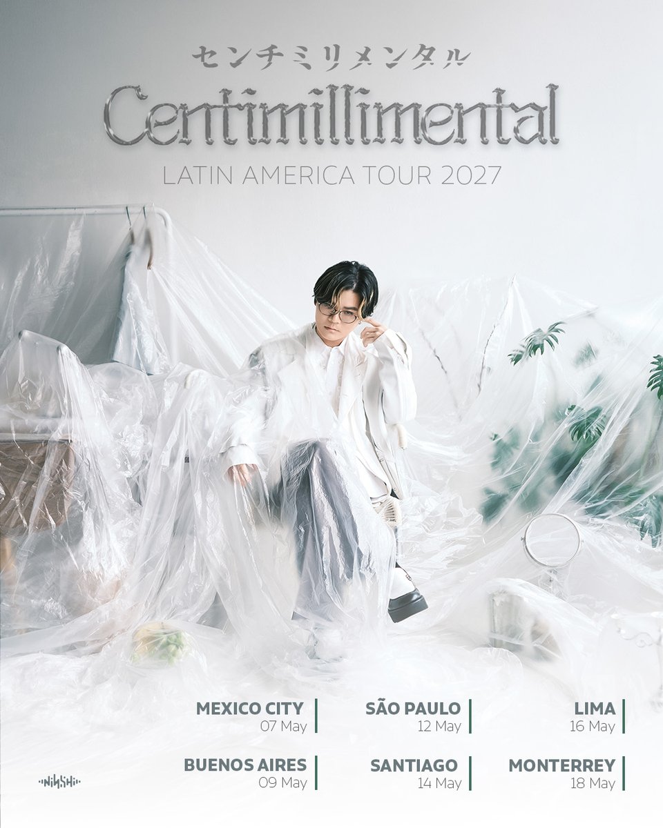 TrendyUpdate_th's tweet photo. #Centimillimental Announces LATIN AMERICA TOUR 2027、Going to Six Cities Across Latin America

Tokyo, Japan — Centimillimental is set to return to Latin America in May 2027 with “Centimillimental LATIN AMERICA TOUR 2027,” an expanded tour spanning six cities across the region.

Earlier this year, Centimillimental achieved great success in Latin America, with all four shows in Mexico City, Mexico, and Santiago, Chile, selling out within minutes of tickets going on sale. Following this enthusiastic response from fans, the artist is set to reach even more fans next year, bringing his music to six cities across Mexico, Argentina, Brazil, Chile, and Peru.

Kicking off in Mexico City on May 7, 2027, the tour will continue through Buenos Aires, São Paulo, Santiago, Lima, and Monterrey. For fans who caught the shows earlier this year, and those who have been waiting for their chance to see Centimillimental live, the 2027 tour offers another opportunity to experience the artist’s music in person.

Further details for each show, including ticket information, will be announced at a later date. Stay tuned for updates.

Centimillimental LATIN AMERICA TOUR 2027

May 7, 2027 (Fri) — Mexico City, Mexico | CIRCO VOLADOR

May 9, 2027 (Sun) — Buenos Aires, Argentina | C ART MEDIA

May 12, 2027 (Wed) — São Paulo, Brazil | TERRA SP

May 14, 2027 (Fri) — Santiago, Chile | TEATRO COLISEO

May 16, 2027 (Sun) — Lima, Peru | CENTRO DE CONVENCIONES BARRANCO (CCB)

May 18, 2027 (Tue) — Monterrey, Mexico | SHOWCENTER COMPLEX
.
For further details: IG NINSHI ENTERTAINMENT 

NINSHI ENTERTAINMENT