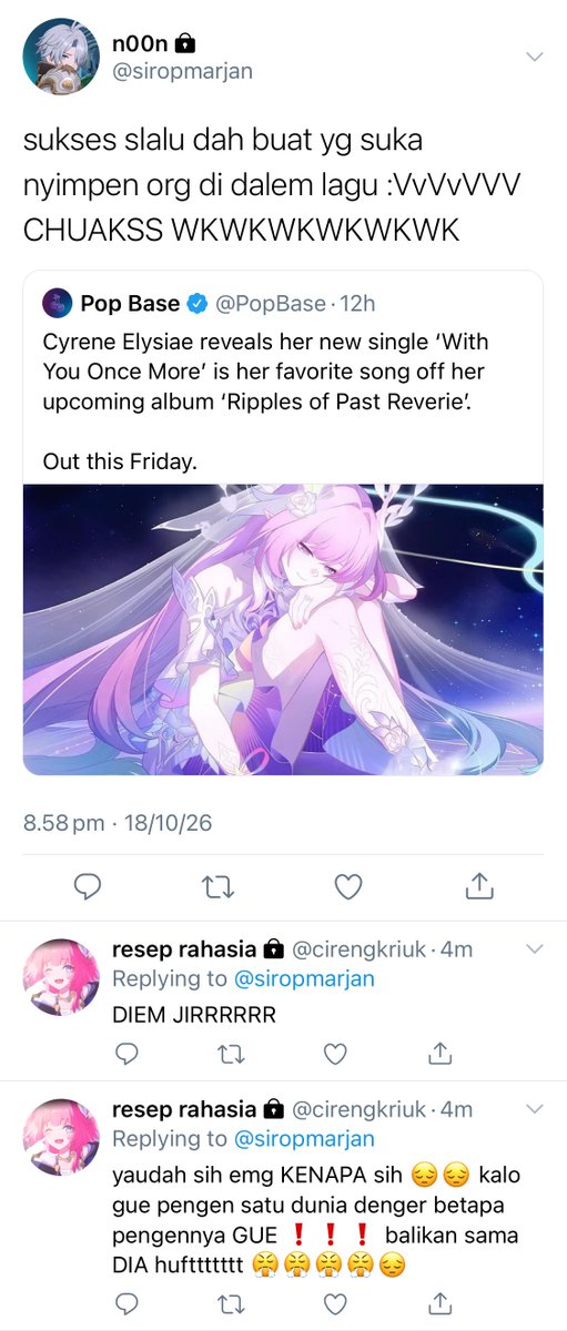 bawangbomgay's tweet photo. #cyrice popstar cyrene x author castorice au

popstar cyrene rilis album baru!  nah yang jadi pertanyaan : apakah sang penyanyi membuka lembaran baru atau malah mengulang kembali kisah terdahulu?

commissioned @kuchibrant https://t.co/YCPvSacxyL