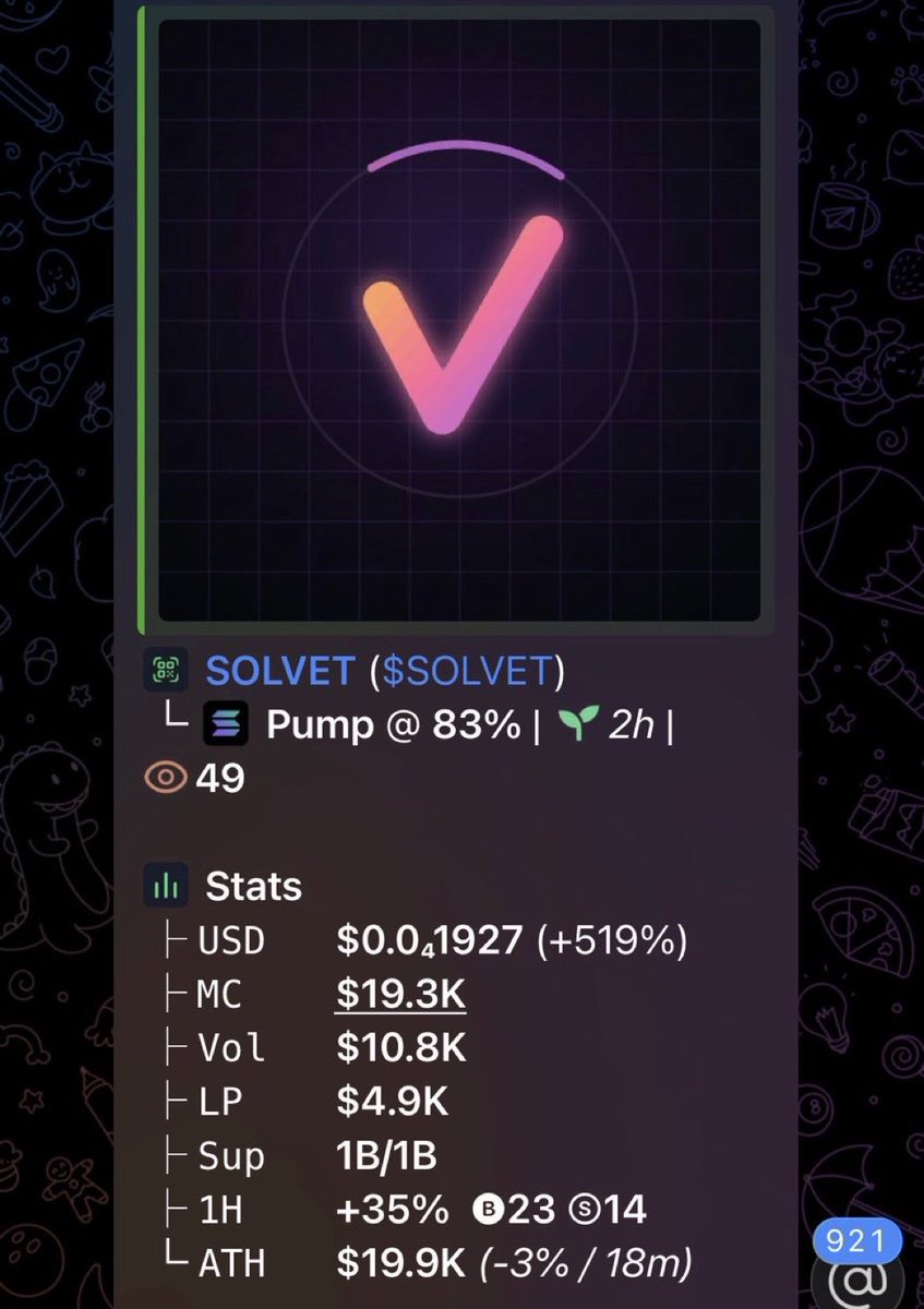 JEREMYhboo's tweet photo. $SOLVET called at $19.3K MC 🚀🔥
Early entry 👀
CA: 3734SDUqg5nV3DmrK7ZZ1QvK7TVmJMBJbQUQqVNtpump
#SOLVET #memecoin #Solana #crypto https://t.co/wLOtXeWNsa