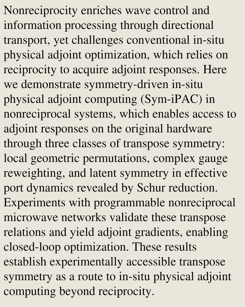 LFUS's tweet photo. Symmetry-driven in-situ physical adjoint computing beyond reciprocity

Cunshen Li, Rong Li, Jiongning Che, Cheng-Zhen Wang, Liang Huang
https://t.co/OciJPd2MtR [𝚌𝚘𝚗𝚍-𝚖𝚊𝚝.𝚍𝚒𝚜-𝚗𝚗 𝚙𝚑𝚢𝚜𝚒𝚌𝚜.𝚊𝚙𝚙-𝚙𝚑 𝚙𝚑𝚢𝚜𝚒𝚌𝚜.𝚌𝚘𝚖𝚙-𝚙𝚑 𝚙𝚑𝚢𝚜𝚒𝚌𝚜.𝚘𝚙𝚝𝚒𝚌𝚜] https://t.co/QyorCOorWL