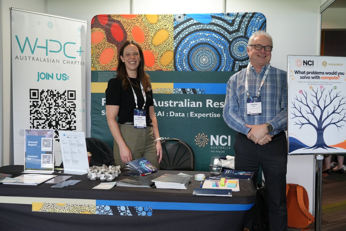 NCInews's tweet photo. โจ Thatโs a wrap on Day 1 of #eResearch2026!
From AI and HPC to responsible data workflows, NCI and @PawseyCentre joined key conversations shaping research.
๐ฌ Visit us in the NCRIS Alley for expert chats, cute koala giveaways ๐จ and bookmarks! https://t.co/0RLnhk414p
