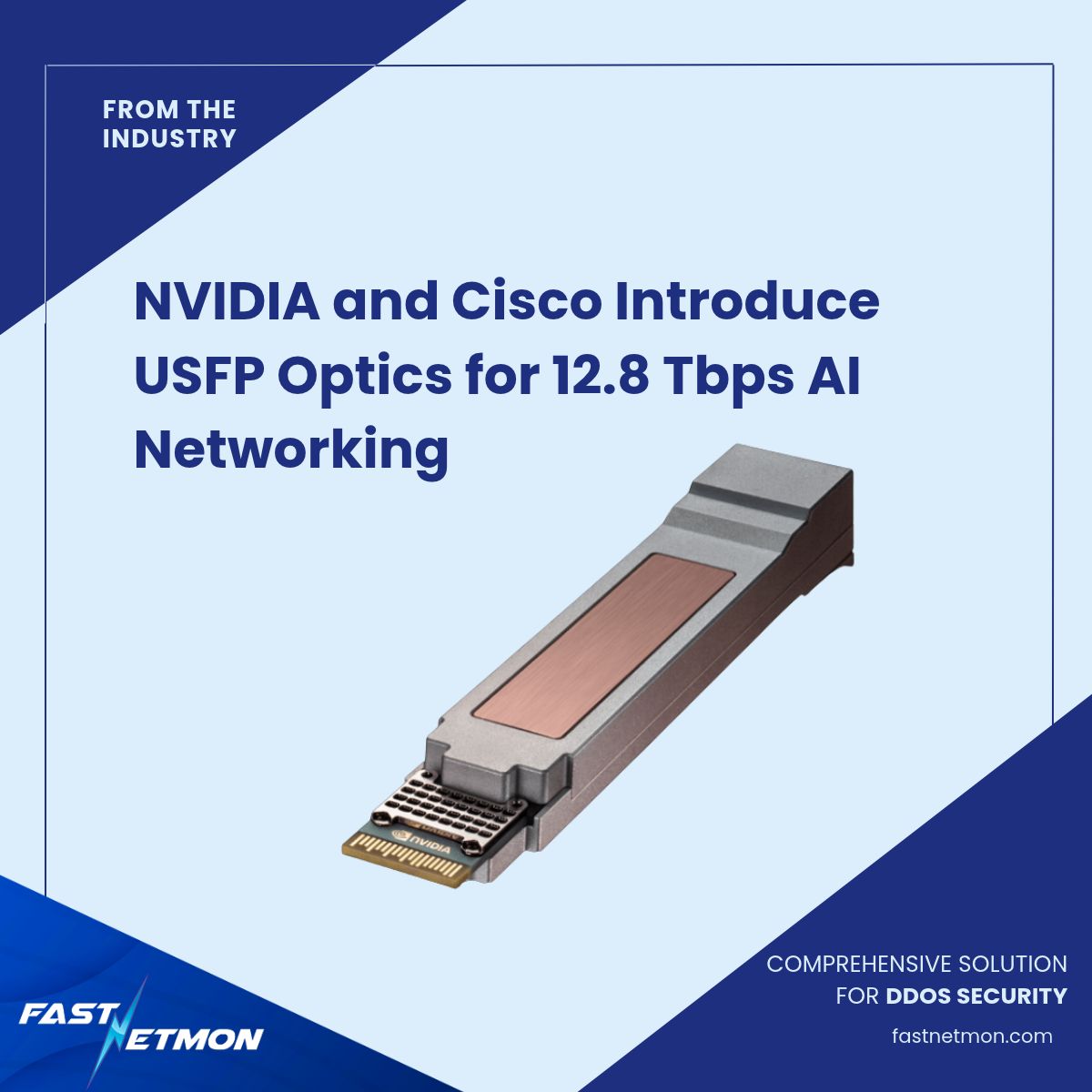 FastNetMon's tweet photo. NVIDIA and Cisco just announced USFP: 400 Gb/s per lane, 6.4 Tbps per direction, with a roadmap to 12.8 Tbps. Four times the bandwidth density of current pluggables.

https://t.co/9WeMkcFgDE

#NetworkEngineering #FastNetMon #Ethernet #AI #DataCenter #NANOG98 https://t.co/alK7gWonrw