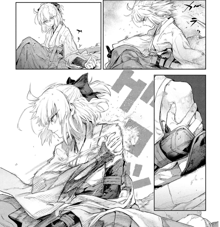 Xan_4so's tweet photo. Okita putting her own shoulder back in place https://t.co/1E4wcJMiia