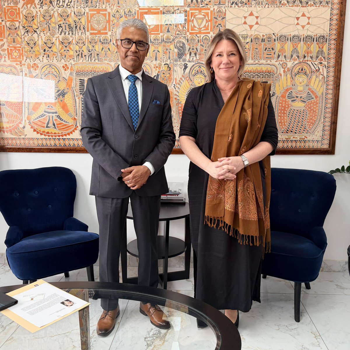 IndiainCyprus's tweet photo. High Commissioner Mr. Manish @ManishGIfs received Ms. Leslie Esther Vélez, UNHCR Representative in Cyprus @UNHCRCyprus, for a courtesy meeting at the High Commission of #India, Nicosia.

They exchanged perspectives on humanitarian challenges arising from displacement, UNHCR’s work in #Cyprus and the importance of international cooperation in supporting affected populations.

High Commissioner shared India’s perspective on humanitarian assistance and the importance of protecting the dignity and well-being of people in vulnerable situations.

#IndiaCyprus #UNHCR #HumanitarianCooperation