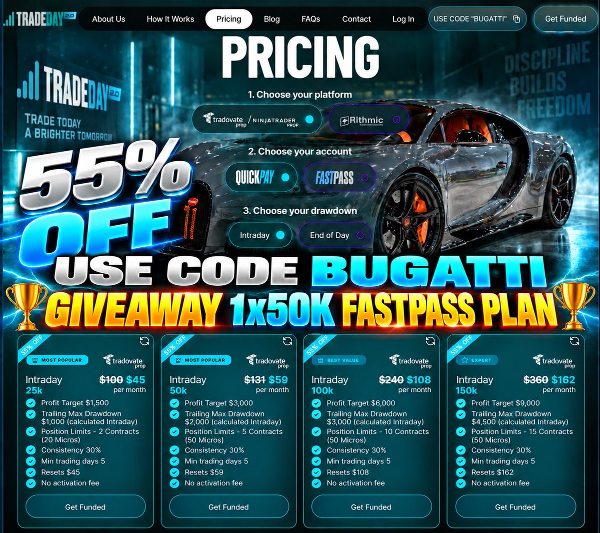 UncleBugatti's tweet photo. 😇Big Booty Giveaway😇
1x50K FastPass @TradeDayFunding 

Rules:
1. Follow my Quant @janette1315 
2. Like &amp; RT
3. Comment which ticker you like to trade

Janette Will A Winner  10/30
55% OFF QUICKPAY
Use Code BUGATTI
https://t.co/WLX9rDufjN https://t.co/IMaXd9U2ar