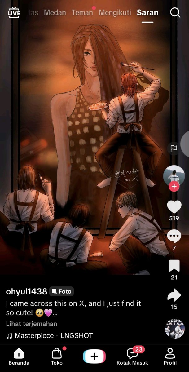 eljourdain's tweet photo. Siapapun yang baca ini, jangan pernah reupload art/karya orang tanpa izin dulu ke artistnya. Gak sopan &amp; gak menghargai.

Ini dah ku komen suruh take down tapi gadak ditergenya, yodah lantak kaulah situ. Ku screenshoot aja disini. https://t.co/IBQXAa0HT7