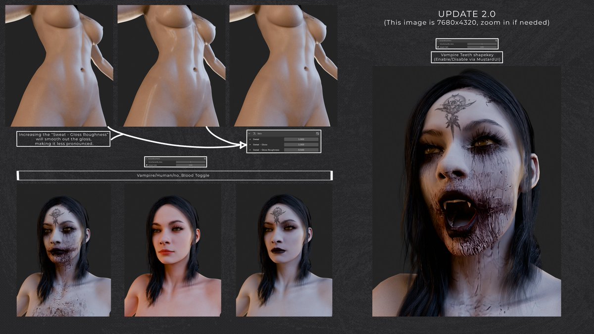 KenjjooNSFW's tweet photo. My Cassandra Dimitrescu model has been updated to version 2.0

The update includes variuos texture/rigging fixes, micro details, high quality eyes &amp; vampire teeth.

You can find the model on smutbase. ;)
https ://smutba.se/project/027eebb5-e6bd-41a7-b7e4-4b9ccf5f9035/# c143108 https://t.co/Ow5VkrQRUv