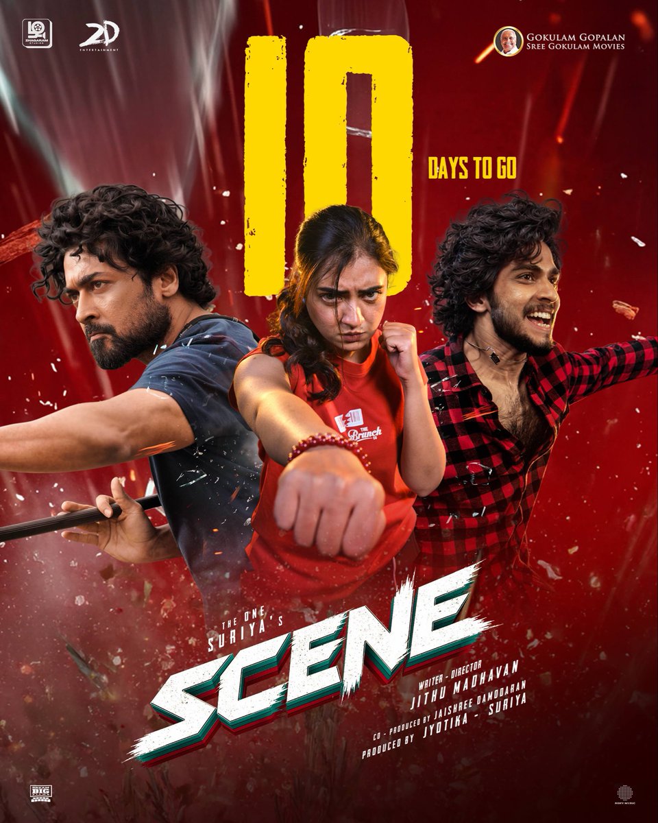 GokulamMovies's tweet photo. #SCENE Worldwide In cinemas from November 6! #DiwaliRelease 💥

@Suriya_offl @jithumadavan #Jyotika #NazriyaFahadh #Naslen @ZhagaramOffl @rajsekarpandian @2D_ENTPVTLTD @GokulamMovies @SonyMusicSouth @GokulamGopalan #BaijuGopalan #VCPraveen #Krishnamoorthy @DreamBig_film_s https://t.co/OipAhhtZG0