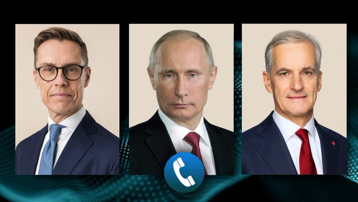 MID_RF's tweet photo. 🇷🇺📞 По просьбе финской и норвежской сторон состоялся телефонный разговор Президента России Владимира Путина с Президентом Финляндии Александром Стуббом и Премьер-министром Норвегии Йонасом Гаром Стёре.

Подробнее: https://t.co/xhHXCe5NyO https://t.co/KOJ6Z6TyHb