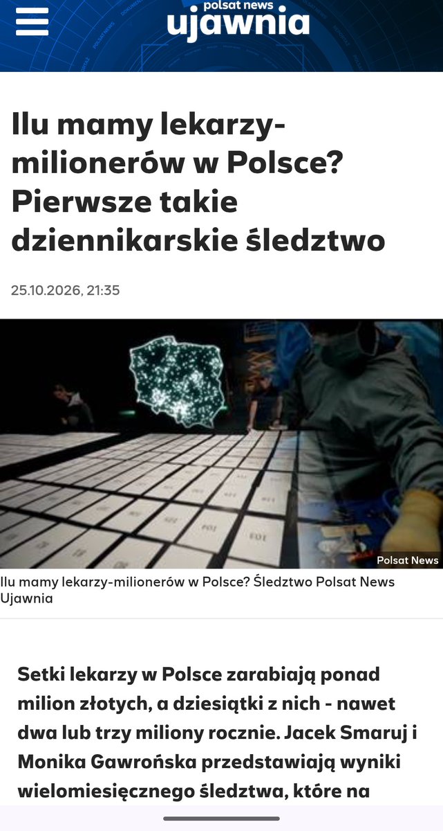 KonradKrajewsk6's tweet photo. Śledztwo Polsat News: Setki lekarzy w Polsce zarabiają z publicznych pieniędzy ponad MILION zł rocznie, a rekordziści zgarniają nawet 2-3 mln zł.
Największe absurdy z raportu:
🔹 Lekarz, który "przepracował" 5345 godzin w rok – czyli prawie 15h dziennie, bez ani jednego dnia wolnego (podwójne dyżury).
🔹 Młodzi lekarze stawiający ultimatum: 350-400 zł/h albo nie przychodzą na dyżur.
🔹 Prawie 70% szpitali ukrywa dane o płacach, zasłaniając się RODO lub żądając do 3000 zł za informację publiczną!