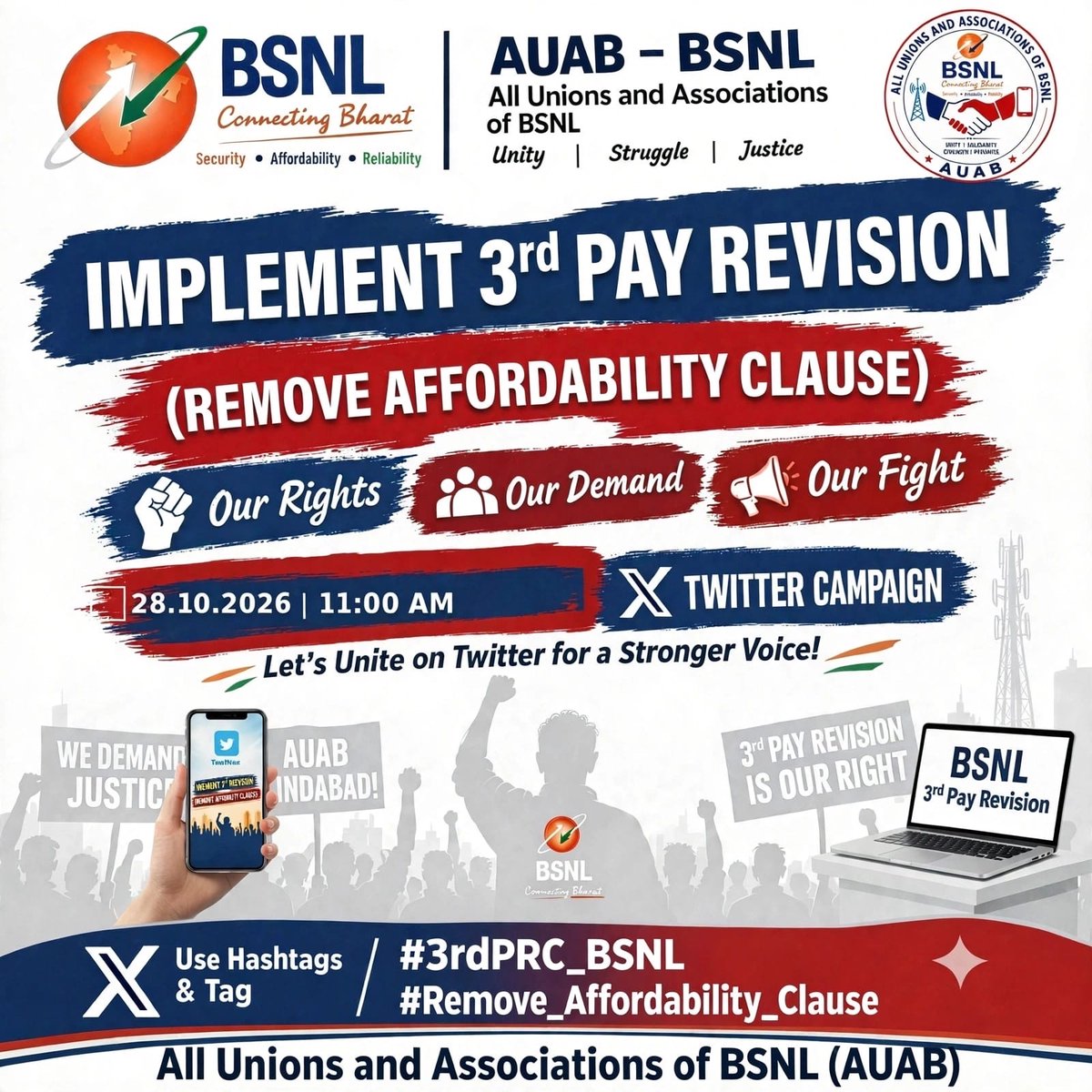 jtoerprewa's tweet photo. #3rdPRC_BSNL
#Remove_Affordability_Clause https://t.co/l7ogRM47M8