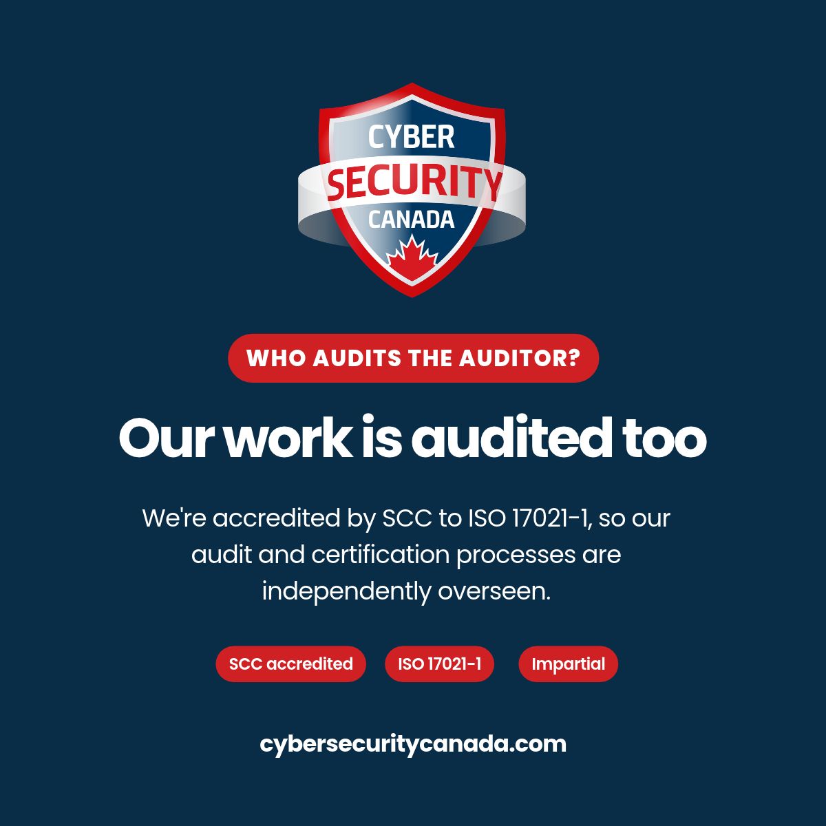 ManagedCISO's tweet photo. Ever wonder who audits the auditor? 🔍

When we certify your organization, you need to trust the process. That’s why our audit and certification processes are regularly assessed for competence, consistency and impartiality.

🔗 https://t.co/wR6i0cKTLz

#CyberSecurity https://t.co/sCVX7NotQF