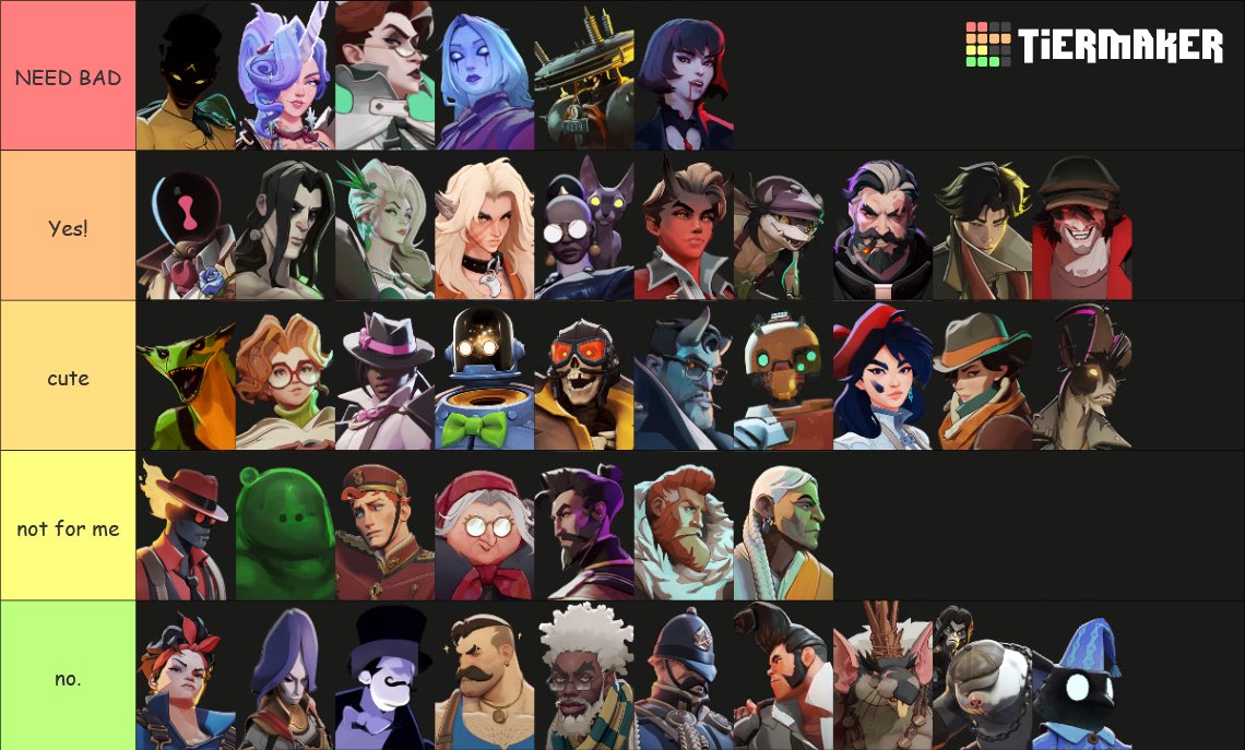 vampvictim84666's tweet photo. My tier list of the most attractive characters in #deadlock https://t.co/33WPbCJ3PK