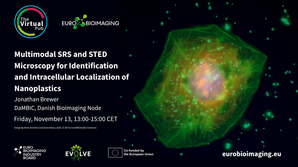 EuroBioImaging's tweet photo. At the Special Edition #VirtualPub, Jonathan Brewer, DaMBIC, Danish BioImaging, reveals how fingerprint-region hyperspectral SRS &amp; STED microscopy provide complementary information for label-free polymer identification &amp; more.
🗓️ Fri, Nov 13 
Register⤵️ 
https://t.co/DRKG0U5UCU https://t.co/36qpaEhKWd