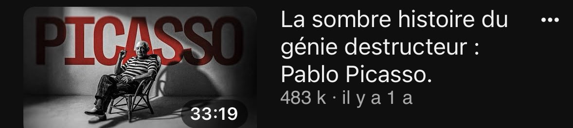 sxvmpy's tweet photo. les deux vidéos que j’ai écouté au taff ce matin la première elle m’a bien deg de picasso et la deuxième elle m’a bien deg des hommes gg/10 https://t.co/ItFpVSDvVf