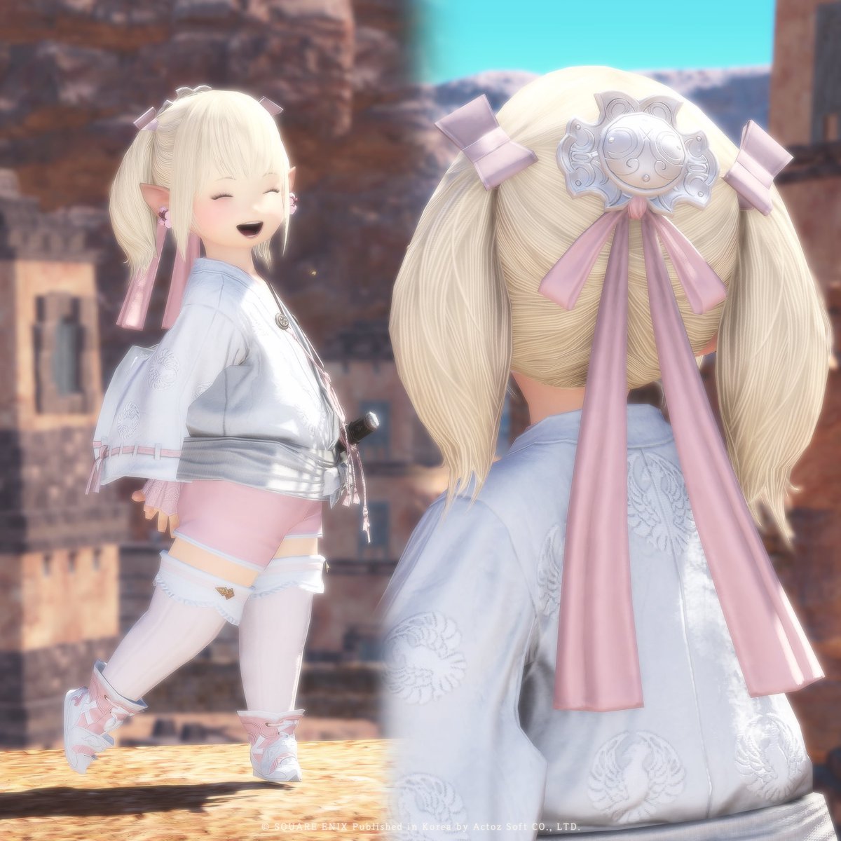 Yom_ff14's tweet photo. 너무 귀여운 머리장식~~
리본이 3개 됐어요🎀 https://t.co/W7kL9jZ9UB