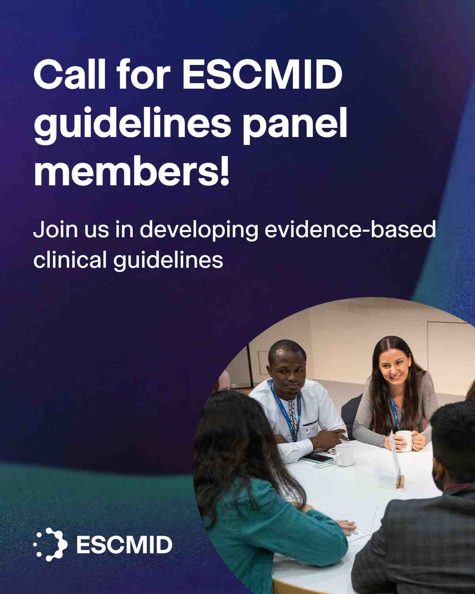 ESCMID's tweet photo. Help develop evidence-based guidelines and shape recommendations that support clinical practice in infectious diseases and clinical microbiology.

Accepting applications until 10 Nov 2026

👉 Learn more: https://t.co/TKgoO32VpU https://t.co/CWvxhjMAtM
