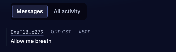 CosmicSignature's tweet photo. SNIPE MODE IS BACK ON 🎯

Two new players, 0xaF1B... and 0x5a67..., are trying to make their mark in Cycle 3.

But there's one problem.

Player 0xefAE... won't let them breathe 🤣

Every time either of them makes a gesture, 0xefAE... jumps in and counters within seconds.

One of the newcomers is even complaining that they need some breathing room 😂

Apparently, there's no mercy for the newcomers.

Cycle 3 is turning into a proper battlefield!