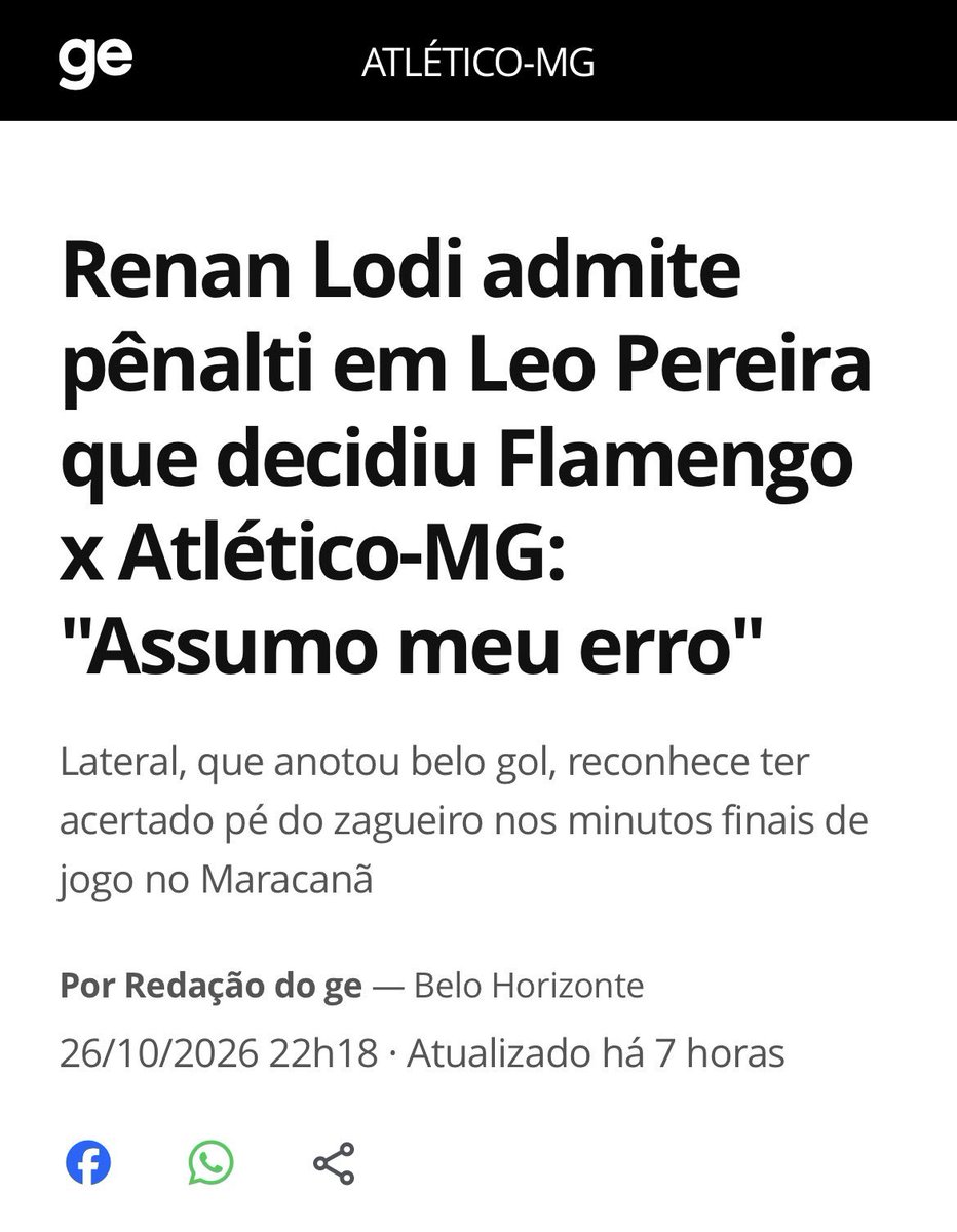 flaconect2's tweet photo. Impressionante como a mídia paulista e as páginas anti-Flamengo já estavam com o discurso pronto, falando em roubo e preparando o terreno para gerar engajamento no Twitter. Só que esqueceram de um detalhe: o próprio jogador teve o culhão de reconhecer que tocou no pé do Léo Pereira e que cometeu o pênalti. Com isso, caiu por terra toda a narrativa que os antis já estavam espalhando antes mesmo de ouvir quem participou do lance. É impressionante como alguns preferem alimentar polêmica em vez de analisar os fatos. A mídia paulista, quando o assunto é Flamengo, parece que faz questão de transformar tudo em uma guerra de narrativas!