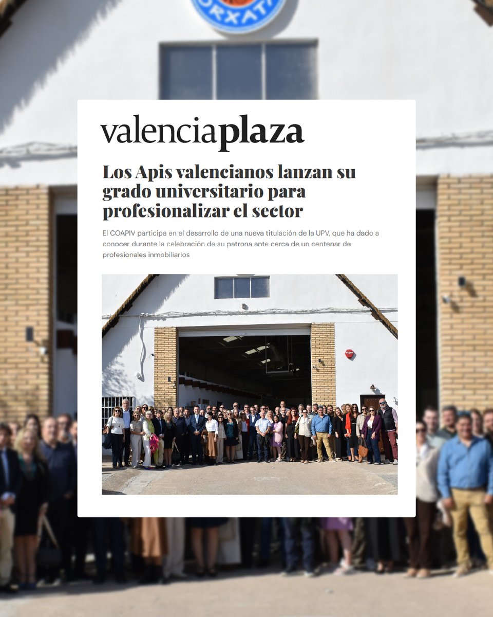 COAPI_Valencia's tweet photo. 🎓 Los Apis valencianos lanzan su grado universitario para profesionalizar el sector.

COAPIV participa en el nuevo Grado en Administración de Fincas y Gestión Inmobiliaria de la @UPV : 4 años, online y 75 plazas. Previsto para sept. 2027. https://t.co/zpeSpLG6pl