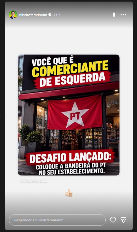 rrobsonms's tweet photo. Um parlamentar incitar o ódio e a perseguição contra comércios locais é algo gravíssimo! 
Denunciem os POSTS desse vagabundo, ele compartilhou isso nos stories pelo INSTAGRAM na conta oficial.

https://t.co/usxgWRxuwE https://t.co/ZY7m11nAAl