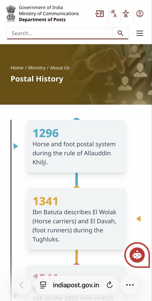 GemsofAcademia's tweet photo. Allauddin Khilji started postal system in India. 

Official history of Department of Posts, Ministry of Communications. https://t.co/GYjms7EG7l