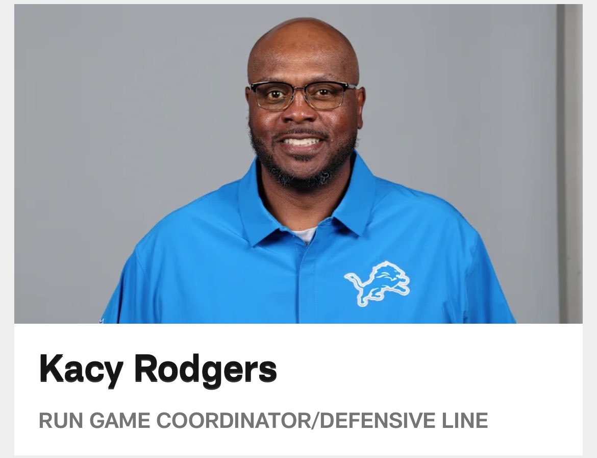 Section344Lions's tweet photo. Very underrated hire by Dan Campbell. Only in his second season, but Kacy Rodgers has done a hell of a job with this Lions defensive line. https://t.co/gMpQkxi1eX