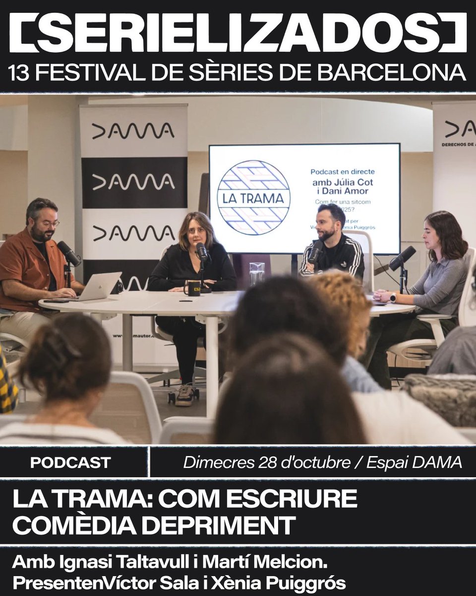 DAMAUTOR's tweet photo. 🗓️🎙️ Al finalizar, a las 18:30h, asistiremos a la grabación en directo de un nuevo episodio del podcast La Trama: ‘Cómo escribir comedia deprimente’. 

🎟️ Reserva tu plaza
https://t.co/nkNxNotiQA https://t.co/4TDz08v9Q2