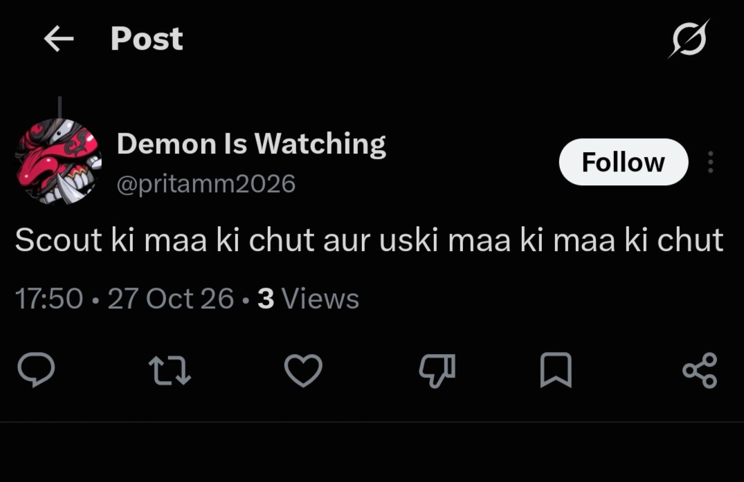 KVMSlayer's tweet photo. Qazi jokers are the most disgusting people.

Look at the language they are using for Scout's mother. This is beyond shameful.

First they targeted Scout, then Kaashvi, and now they are abusing his mother. This shows their real mindset.

#ScoutOP #BiggBoss20 https://t.co/hWGoHpNgyS