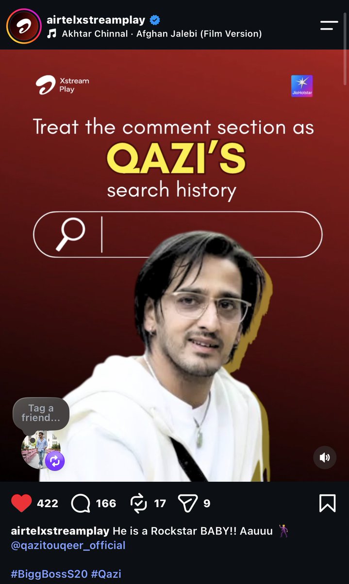 Mastermind26051's tweet photo. https://t.co/RaDD5fp30A

Qazi bhai ka aura dekhlo 🔥🔥
Airtelxstremplay walo ne post kiya ..
Hai qazi bhia ke liye post 🤟🥳🎸

#QaziTouqeer 
#BB20
#BiggBoss20 @Banijayasia @EndemolShineIND @HotstarReality    @BeingSalmanKhan https://t.co/PLAOH7QLiM