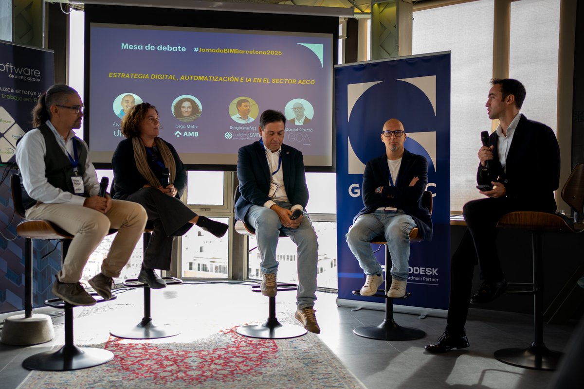 IdeateSoftware's tweet photo. 100+ AECO professionals came together at The 19th Hole Barcelona for #JornadaBIMBarcelona2026! 💙

Thanks to batlleiroig, @socotecspain, Sismo Ayuda, @autodesk España, GRAITEC Group &amp; @BIG_Architects  for sharing insights on AI, automation &amp; the future of AECO. https://t.co/VS7E3eJuQG