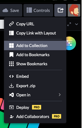 CodePen's tweet photo. @emjayess Share Menu > Add to Collection, or just search for "Collection" in the Omnibar. https://t.co/XMgLEg8QFU