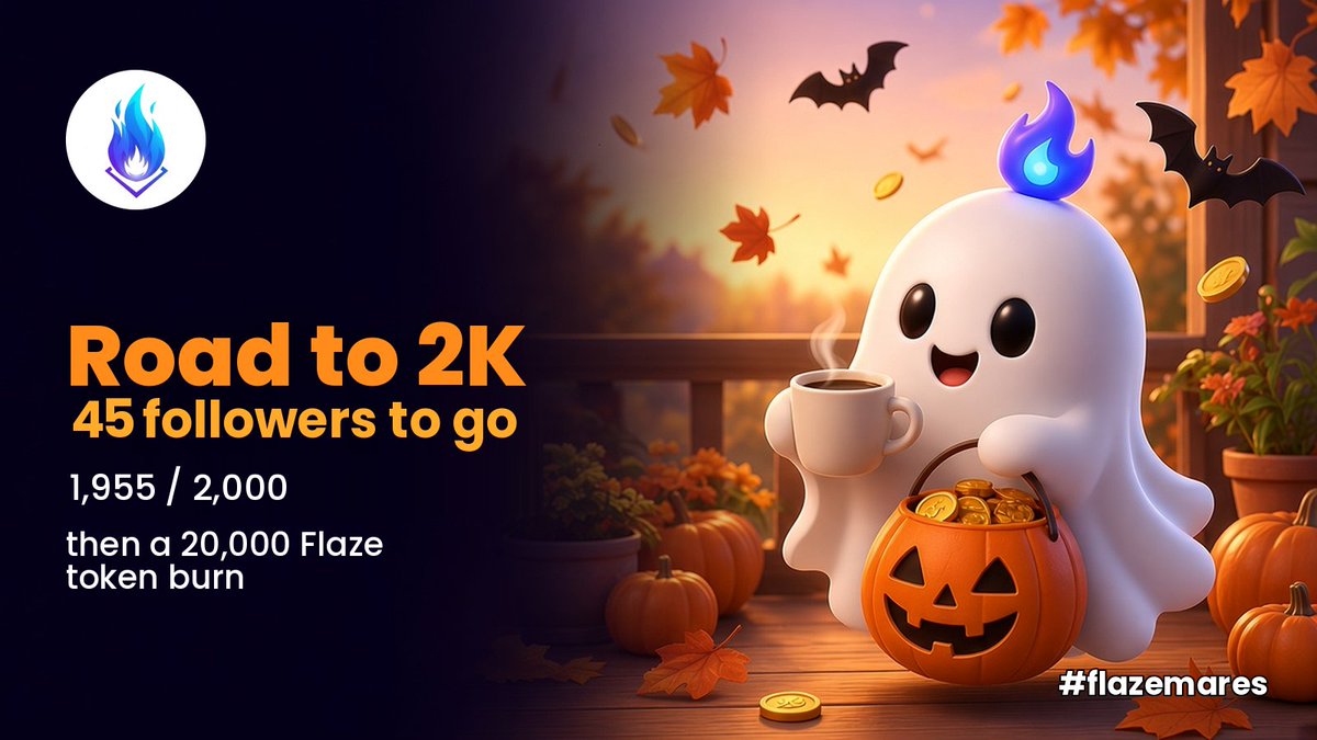 FlazeCoin's tweet photo. Road to 2K 🛣️
1,955 strong — just 45 to go 👻
Follow + RT and we burn 20,000 Flaze tokens when we hit it 🔥
$Flaze → https://t.co/euKubbI9oI
How many of those 45 are you bringing? 🔥 https://t.co/VXjifOSGpJ