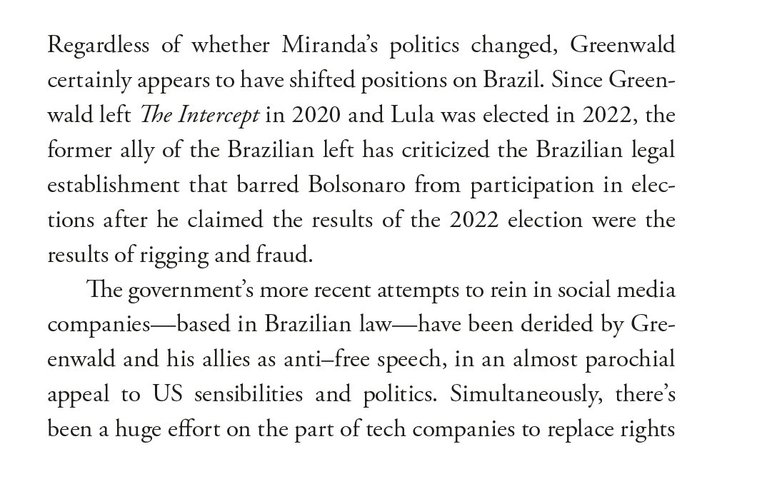 EoinHiggins_'s tweet photo. for those wondering what's going on, I examined Glenn Greenwald's shifting Brazil politics in OWNED https://t.co/PvOxx883xs