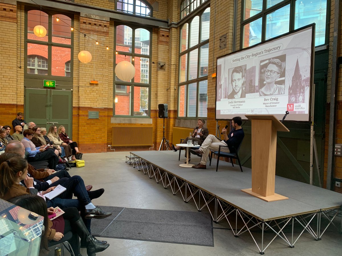 AlecHerron's tweet photo. The first @ManchesterMill Future of Greater Manchester Summit starts with @joshi and @bevcraig on how the city region can continue to grow, in front of a packed People's History Museum https://t.co/cTv2mXdYOy