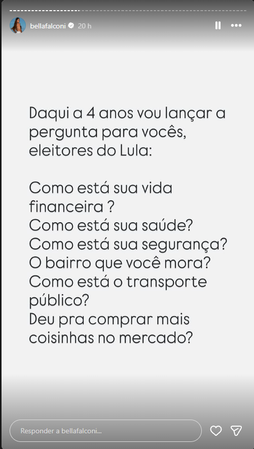 halanacomh's tweet photo. Será que a grandíssima empresária, Bella Falconi, tão intelectualmente superior, cristã, inteligentíssima, conhece a existência de prefeitos e governadores? Porque, até o que sei, eu, esquerdista burrinha, o responsável pelo meu bairro, pelo transporte público é a prefeita. https://t.co/KtV7FeJf62