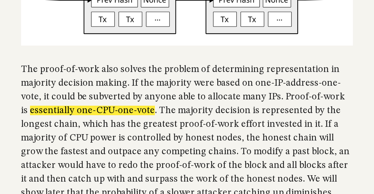 kurtwuckertjr's tweet photo. Your node never decided anything. 

Hashpower did.

Satoshi: "Proof-of-work is essentially one-CPU-one-vote." 

2017, block 477,120: "/BATPOOL/NYA/", before BIP-148's Aug 1.

BIP-110 ended in "a chain split with stalled mining."

Client nodes check. Miners vote. https://t.co/A0YWBPqMpe