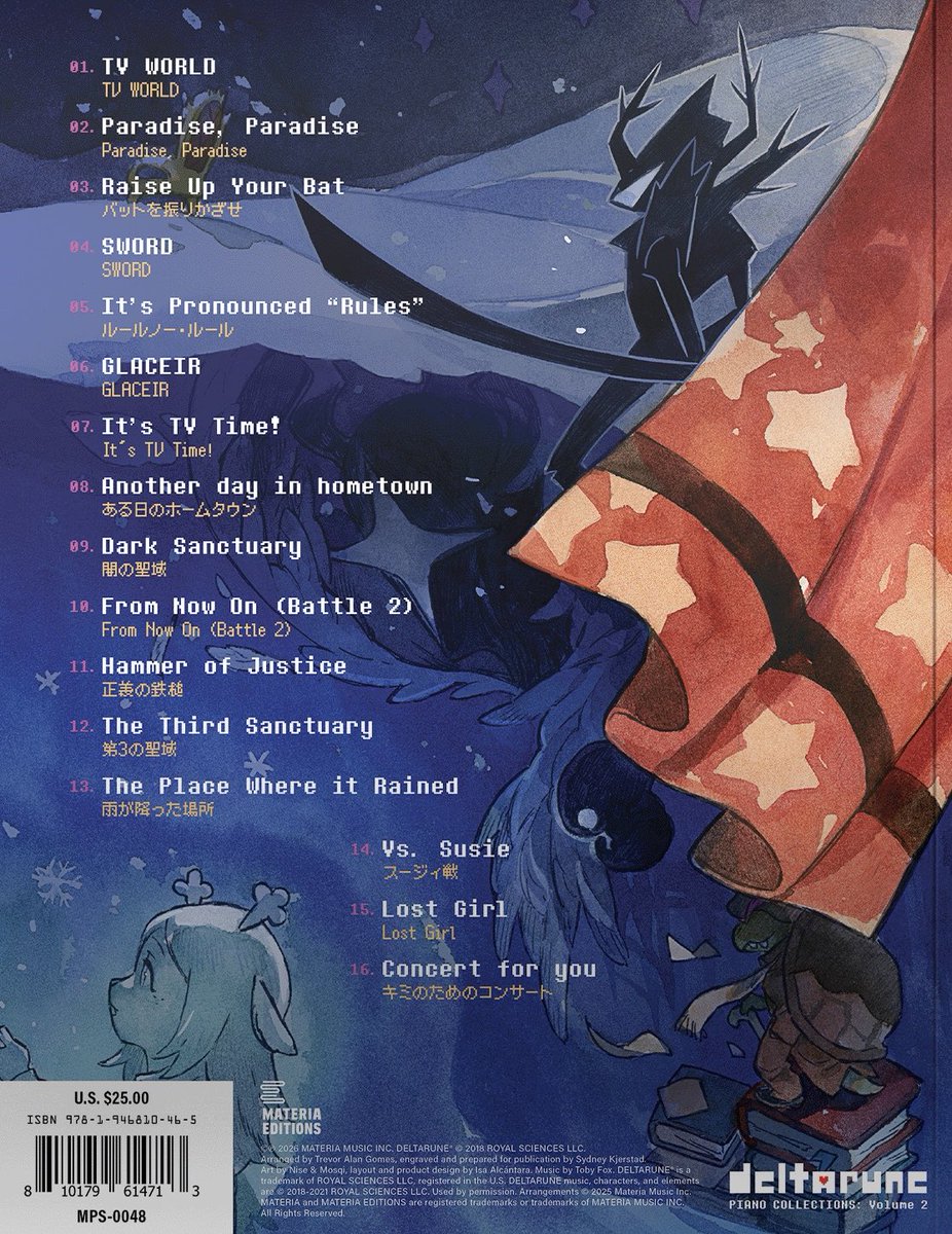 jstarisvibing's tweet photo. Deltarune Piano Collections Volume 2 Front and Back Cover 

artwork by nise (the goat) https://t.co/Y1zdnuQk02