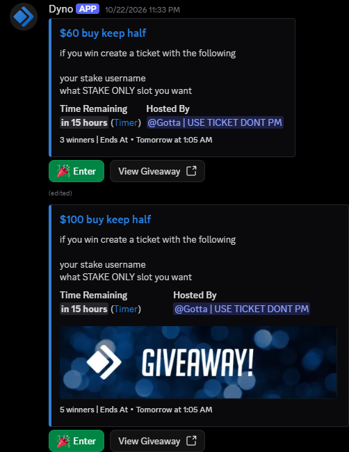 TonyRewards's tweet photo. $680 worth of Discord Bonus Buy GIVEAWAYS rolling in 15 hours! 💰

Doing a $25x2 GIVEAWAY on this tweet to people who join the discord!

➡️Like & RT!
➡️Join the Discord! (SHOW PROOF IN REPLIES)
https://t.co/taYHqheBZL

You MUST HAVE an account under code 'tonyedits' on @Stake! ⚠️

Rolling in 72 hours — if you're interested in joining the discord giveaways, check out the stake-connect channel or make a ticket if you have any further questions!