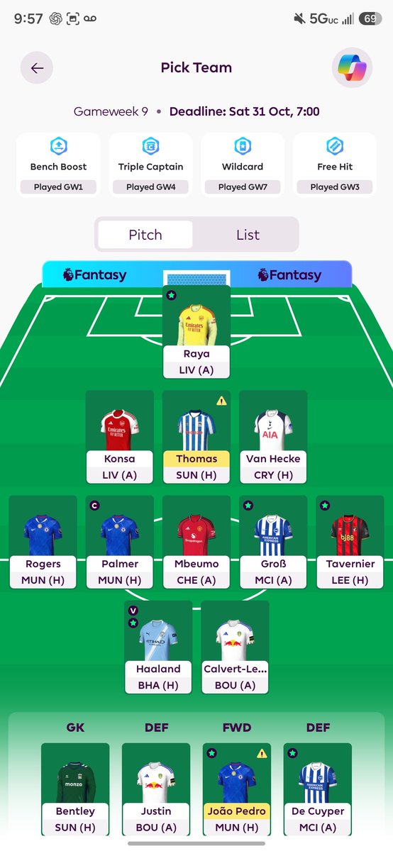 FplVortexM's tweet photo. 2 FTs. Crooks-  Tavernier  📈
João Pedro 🤕 GW11
🔄 Pedro ➡️ £4.4m forward
🔄 Justin ➡️ Gabriel
🎯 Gabriel captain for GW10?

Would you make both moves or take a different route? What’s your play?

#FPL #FPLCommunity #FPLGW10 #FantasyPremierLeague #FPLTips #FPLVortex https://t.co/J2ogfyIFpr